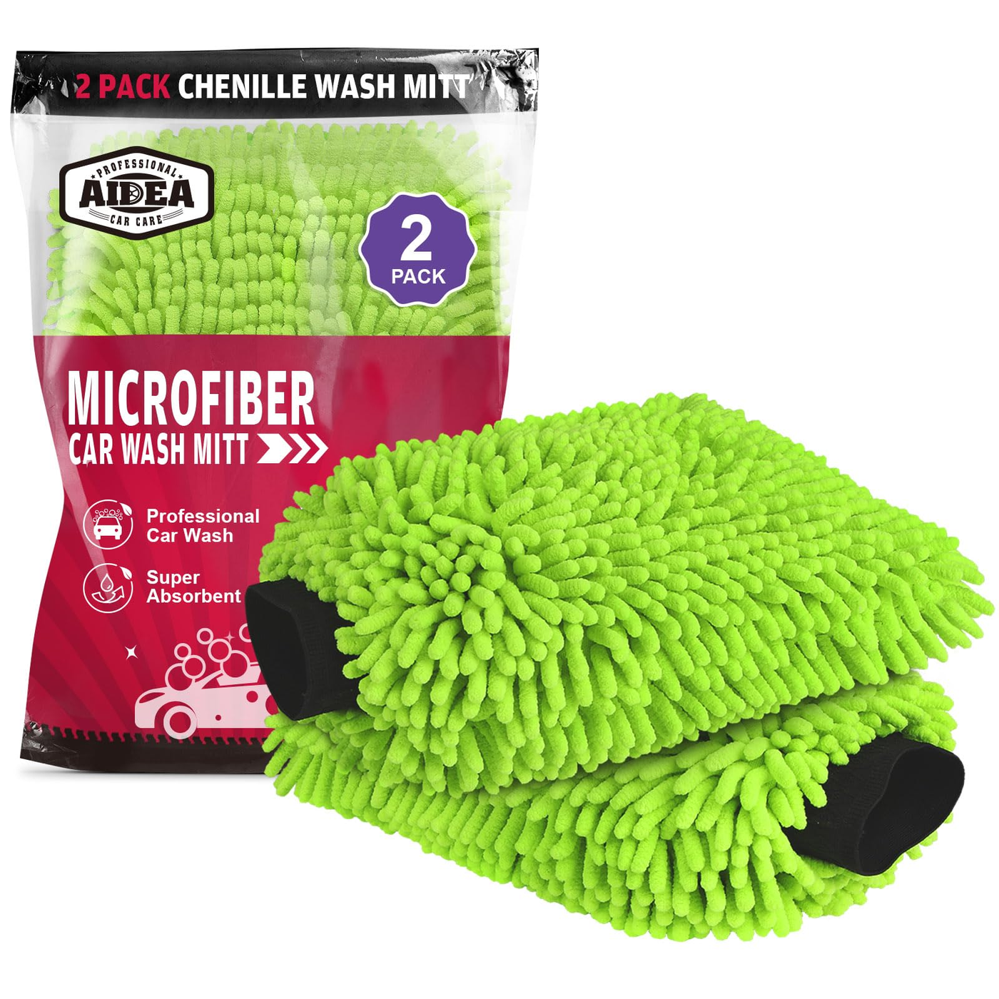Microfiber Wash Mitt 2-pack Mitt + Towel product photo